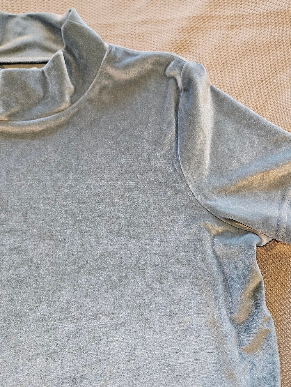 Madewell Light Teal Green Soft Velvet Velour Mockneck Shirt  Women's Large